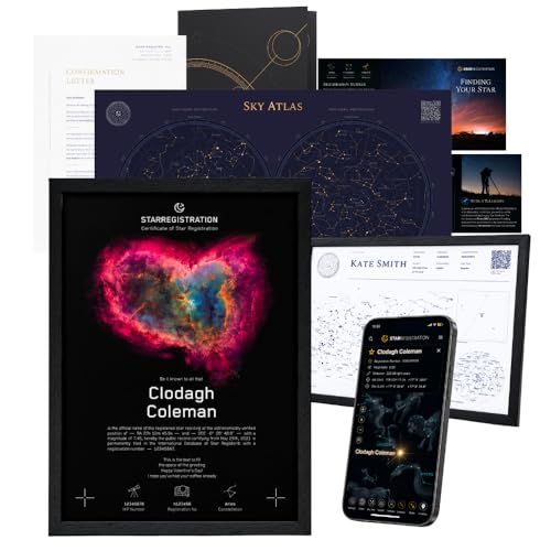 Name a Star Folder Set Personalized Star Certificate & Sky Map Memorial Anniversary and Special Occasion Present (Heart Design)