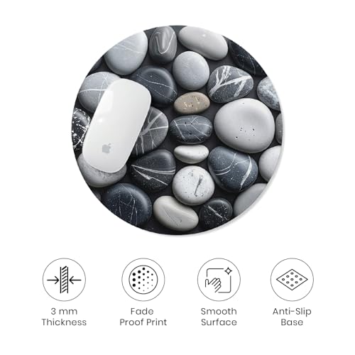 Image of TrendzyKart Premium Non-Slip Mouse Pad for Office, Home & Gaming | Smooth Surface for Optical & Laser Mice | Durable Anti-Skid Rubber Base | Precision Tracking | Round Stone Pattern Design