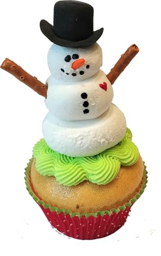 Imagine Out Loud Fake Cupcake Handmade Christmas Snowman Frosty Faux