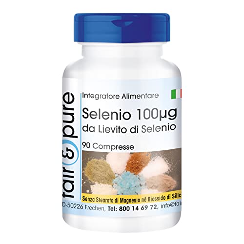 Fair & Pure® - Selenio 100µg - Lievito di selenio in polvere - Vegan - 90 Compresse