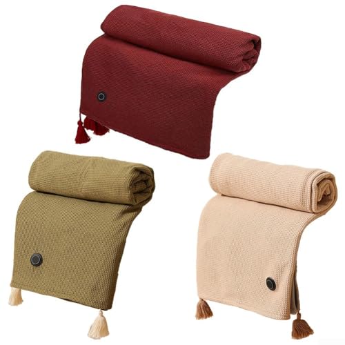 Châle chauffant USB rouge à température réglable pour l'hiver - 2