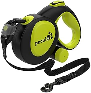 pecute Retractable Dog Lead 5M/16FT with Shock Absorbing Lead- Easy One Button Brake & Lock, 360° Tangle-Free Lead Non-Slip Handle for More Freedom and Protection