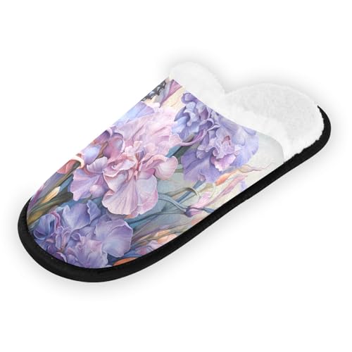 Butterfly Flowers Plush Slippers for Women Men Warm Comfortable Travel Spa Slipper Non-slip House Shoes2