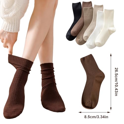 CHENGCKJ 6 Paar Damen Crew Socken Baumwolle Socken Atmungsaktive Sportsocken Einfach Damensocken Strumpf Stripes Sneaker Socken für Sport, Freizeit und Partys