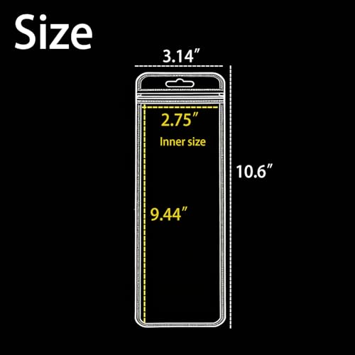 Image of 100 Pcs Resealable Beadable Pen Packaging Bags for Small Business,Clear Zipper Smell Proof Storage Bags for Party Favor Food Storage, Jewelry, Cosmetic,Candy (3.14x10.6inch)