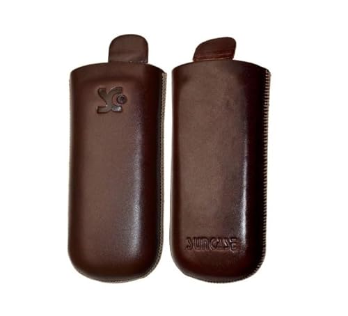 Suncase Original Tasche für/Nokia 130/Leder Etui Handytasche Ledertasche Schutzhülle Hülle Hülle - Lasche mit Rückzugfunktion* In Braun