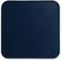 MousePad Desk Pad em Couro Ecologico Premium 20x20cm Couse (Azul Escuro)