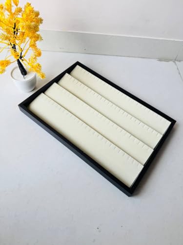 Image of Velvet Jewellry Drawer Organizer Stackable Tray (Wood, Wooden EaRing Cream)