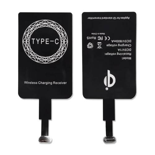 Adattatore Ricarica Wireless USB-C 5V 1000mA Ricevitore Ricarica Wireless Qi Compatibile con Google Pixel sam-sung Huawei LG Sony e Altri Dimensioni USB C per Caricamento Induzione