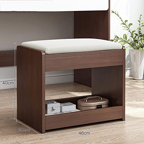 Banco moderno de madera rectangular con asiento acolchado premium para tocador 2