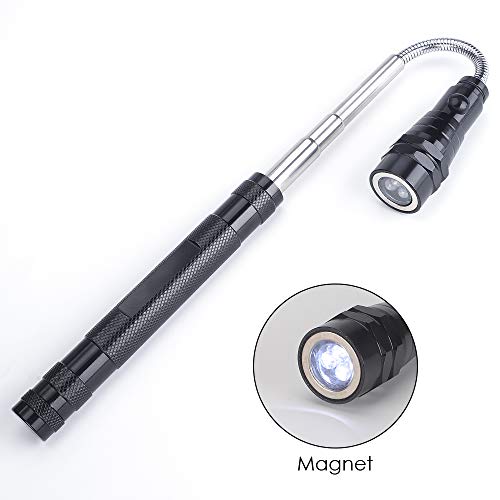 KIMILAR Telescoping Magnetic Pickup Tool, Telescoping Flexible Extensible 3 LED Flashlight, 5 Pound Magnet Telescopic Extending Torch Pick Up Tool (Max Length 22 Inch), 4 x LR44 Batteries Included - Thumbnail 3
