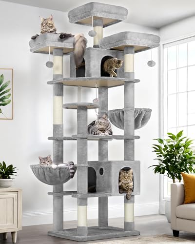 Globlazer Cat Trees and Towers for Multiple Adult Cats, 82-inch XXL Tall Cat Tree Tower for Indoor...