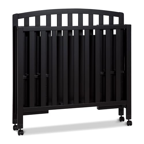 DaVinci Dylan 3-in-1 Convertible Portable Mini Crib, Ebony | GREENGUARD Gold Certified - Folding Baby Crib With Wheels, 4 Adjustable Mattress Heights, Conversion Kit Sold Separately - image 7