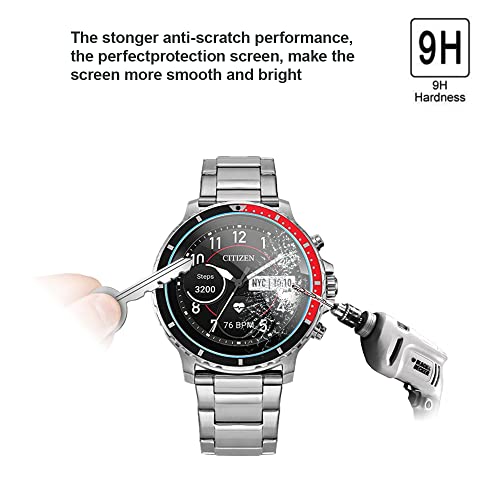 Mihence 3Pcs) Mihence Compatible For Citizen Cz Smart Watch Screen Protector, 9H Anti-Scratch Premium Real Tempered Glass Screen Protector For Citizen Cz Smart (46Mm) Stainless Steel Smartwatch thumb #2