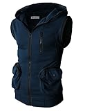 H2H Mens Casual Colorful Sleeveless Hoodie Zip-up Vest NAVY US S/Asia M (CMOHOSL01)