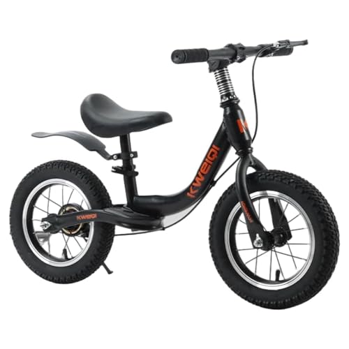キックバイク ブレーキ付き ペダルなし自転車 2歳 3歳 4歳 5歳 男の子 女の子適し バランス バイク キッズバイク トレーニング自転車 ストライダー 軽量 バランス訓練 子供用自転車 高さ調節可能 乗用玩具 初心者向け 16インチ マットブラック