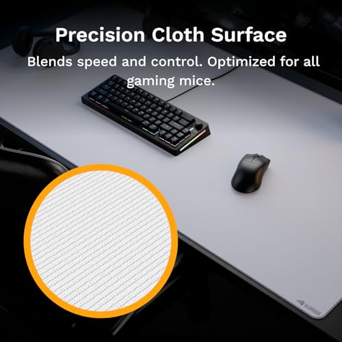 Image of GLORIOUS Gaming Mouse Pad GMP 2 - XXL - Spill-Proof Mouse Pad, Optimised for Gaming Sensors, Balanced Surface for Speed & Control, Stitched Edges - 915mm x 460mm x 3mm - White 2XL Desk Mat