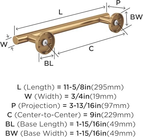 Image of Amerock Arrondi 9 inch Champagne Bronze Towel Bar | Decorative bathroom hardware in durable Stainless Steel construction; mounting hardware included for easy installation