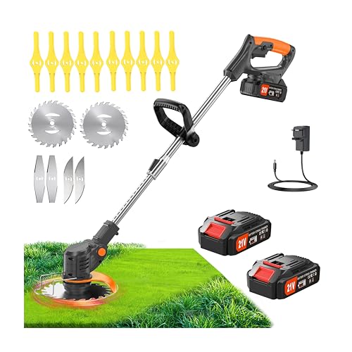 Metal Blade Cordless Strimmer 21v Grass Trimmers With16 Blades 15cm Cutting Diameter Cordless Strimmer Retractable Handle For Lawn Garden