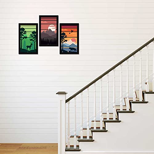 Image of ArtX Paper Landscape Scenic Wall Frame Art Painting, Framed Paintings, Multicolor, Nature, 13 X 25.5 inches(Combined), 8.5 X 13 each, Set of 3