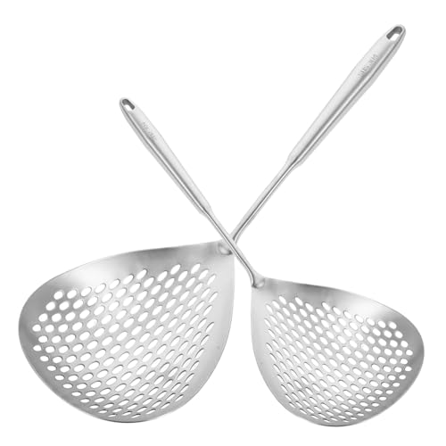VINTORKY 2pcs Skimmer Slotted Spoon Stainless Steel Colander Spoon for Food Filtration Lightweight Design for Easy Use Kitchen for Cooking and Serving