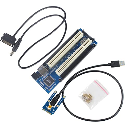 ITHOO 32 bit 33MHz Mini PCI-e to Dual PCI Expansion Card PCI Slot Support Capture Card Gold Tax Card Sound Card Parallel Port Card