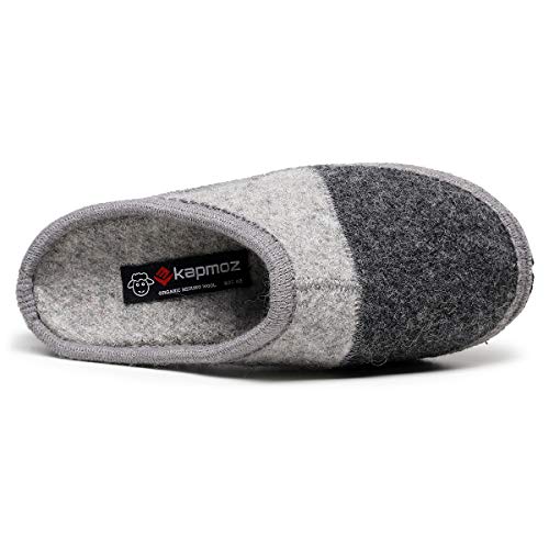 Image of LE KAPMOZ Men's Boiled Wool House Slippers Breathable Winter Warm Slip on Mules Indoor /Outdoor Slipper for Women Two Tone Cap Toe Clog