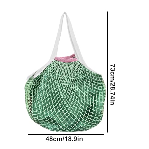 Bolsa de malla de algodón de gran capacidad con asas largas para hombro lavable 4