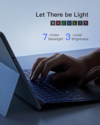 Image of Inateck Surface Pro 11 Keyboard, Surface Pro Keyboard Compatible with Surface Pro 11 /10 /9 /8 /X, 7-Color Backlit, Slim Design, Quiet Typing, Touchpad Support, KB05111