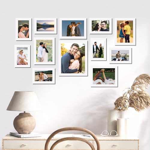 Image of Family Photo Frame Set of 12 for Wall Decor, Wooden Finish Collage Picture Frames for Living Room, Bedroom, Multi-Size Wall Hanging Gallery Frame Set, (7 Set 4x6, 4 Set 6x8, 1 Set 8x10 Inch)