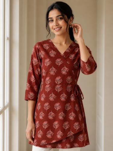 Image of feranoid Women Cotton Angrakha Kurti