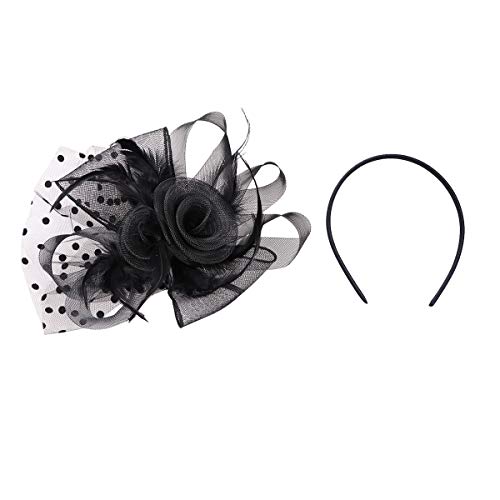 WRITWAA Diadema de Rosas para Mujer Aros Pelo Velo Tocado Creativo para Fiesta Accesorios de Peinado para Ceremonias y Eventos Especiales