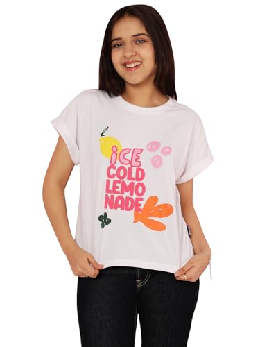Image of Li'l Tomatoes Girls Crop T-Shirt | 100% Cotton | Graphic Printed Casual Top | Soft & Breathable Summer Wear | 9-16 Years