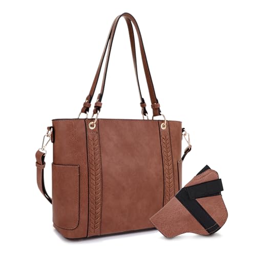 Image of JESSIE & JAMES | Austin Whipstitching Concealed Carry Tote Bag with Lock and Key, Top Handle CCW Purse | Whipstitching, Concealed Carry, with Lock and Key, Top Handle, CCW