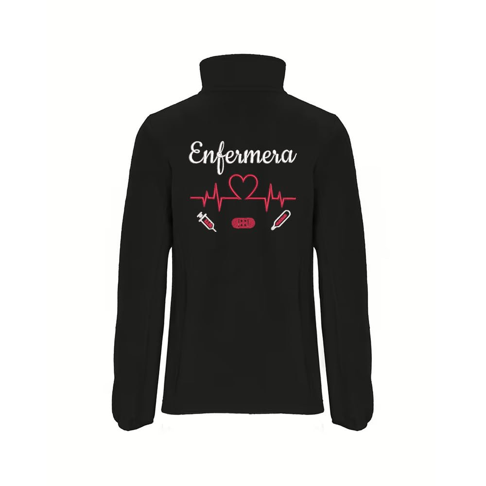 Forro Polar Bordado Mujer Personalizado. Modelo LÍNEA DE Vida-CORAZÓN. Ideal para Sanitarios. Regalos Personalizados. con Cremallera y Bolsillos. Regalos TPMAS.
