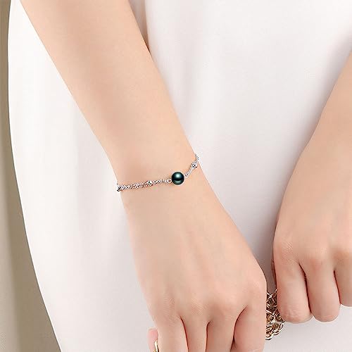 Gifts for Wife Anniversary Bracelet for Women- Tahitian Black Pearl Bracelet Real AAA Quality Handpicked Nature Pearls - Gifts for Mom Girlfriend Her NO1136414