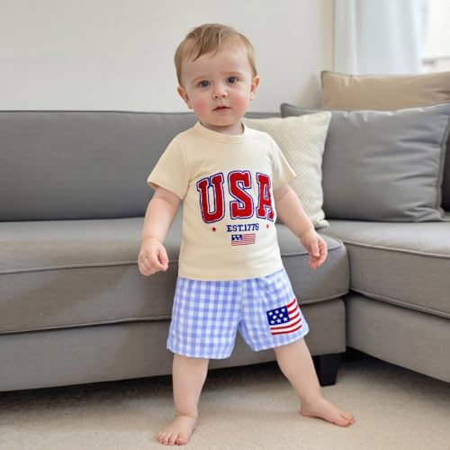 Toddler Boy 4th of July Outfit Baby Boy American Flag Embroidery T Shirt Shorts Set Fourth of July Summer Clothes3