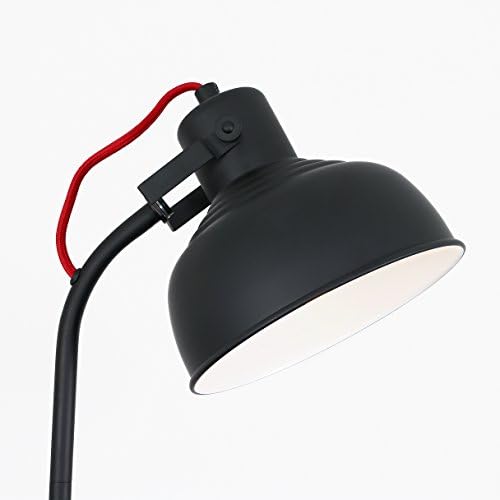 MiniSun Retro Style Matt Black Metal Curved Design Floor Lamp - Complete with a 4w LED Golfball Bulb [3000K Warm White]