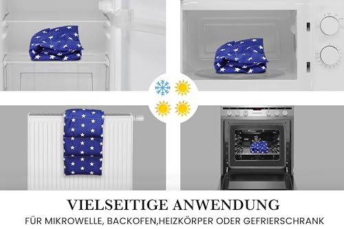Kirschkernkissen Mikrowelle 55x20 cm - Körnerkissen Nacken Schulter - Wärmekissen Mikrowelle - Nackenwärmer - Kirschkernkissen groß - Körnerkissen Mikrowelle - Sternchen