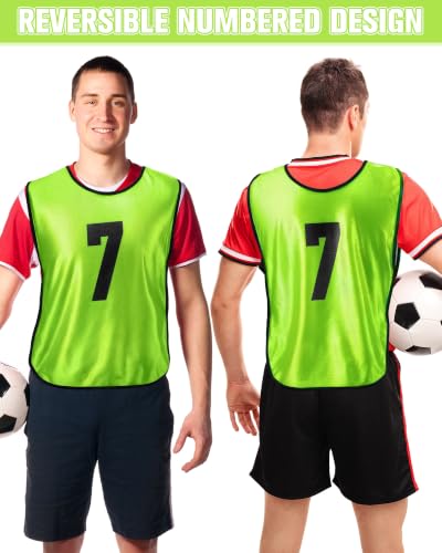 Image of Yahenda 24 Pcs Soccer Pinnies Numbered Vests Adult