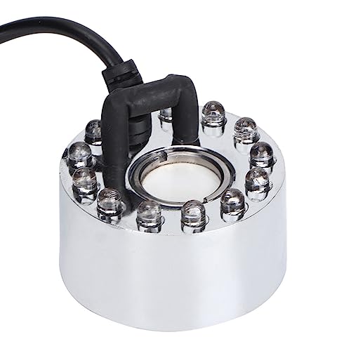 Gsycle Aquarium Mist Maker Fogger, Silver Ultrasonic Atomizer Water Fountain Pond Fogger Machine with 12 Led Lights for Fish Tank Supplies