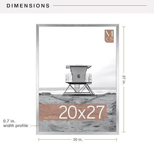 Image of MCS Foundation 20x27 Poster Frame Traditional Silver, Vertical & Horizontal Wall Hanging Large Picture Frame for Photos, Posters & Art Prints (1-Pack)