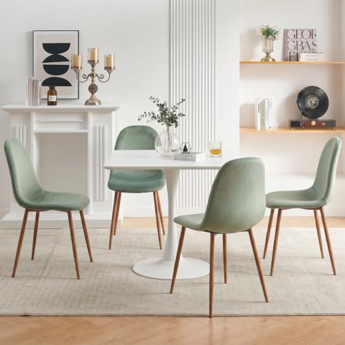 Howtek Mid Century Green Velvet Chairs Set of 4
