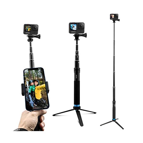 AuyKoo Teleskop Selfie Stick mit Stativ wasserdichte Aluminiumlegierung Handheld Selfie-Stangen für GoPro Hero 11 10 9 Black 8 7 6 5 Black GoPro Max Fusion Kameras