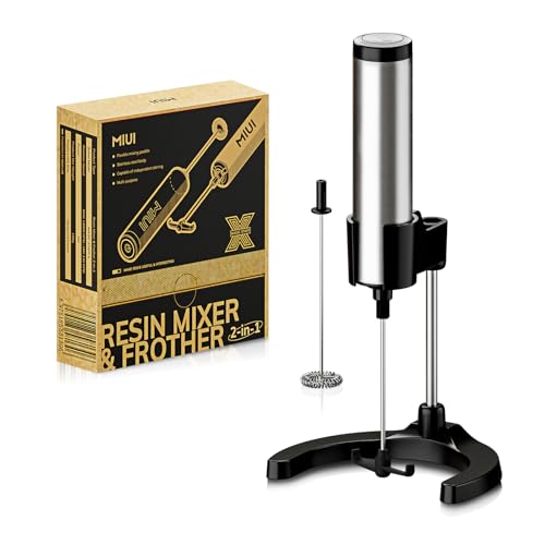 Electric Epoxy Resin Mixer – MIUI Resin Stirrer for Resin, Stainless Body Adjustable Height Stand for DIY Crafts, Silicone Molds Mixing