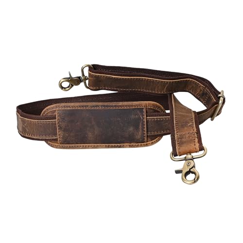 Autentico Premium Tan Leather Travel Bag Strap Adjustable Replacement Shoulder Strap Extra Wide Padded Design for Weekenders, Carry-Ons, Duffels Genuine Leather Comfort (Distress Brown)