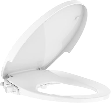 Bidet Toilet Seat for Round Toilet, Non-Electric Dual Nozzle Bidet Attachment with Soft Close Lid, Feminine Hygiene Toilet Seat Cover for Women, Easy Install, White