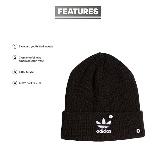 Adidas Originals Kids-Boy's/Girl's Trefoil Beanie, Black/White 2, One Size #TOP1