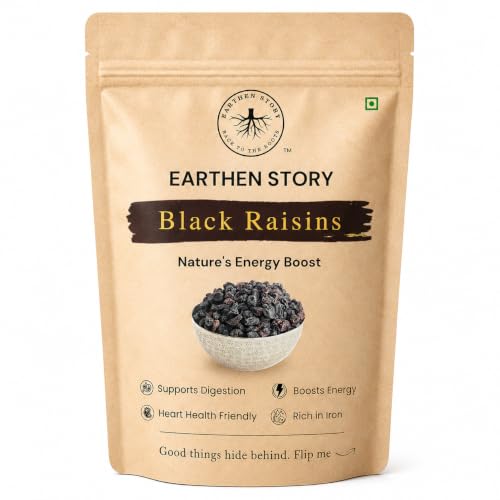 Image of Earthen Story Premium Black Raisins 500g | Naturally Sweet Dried Grapes | Source of Fibre & Natural Antioxidants