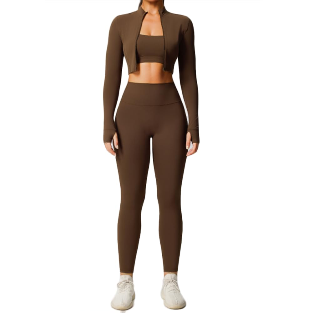 Womens 3-Piece Quick-Dry Fitness Set - Stylish Active Wear for Gym Sports and Yoga